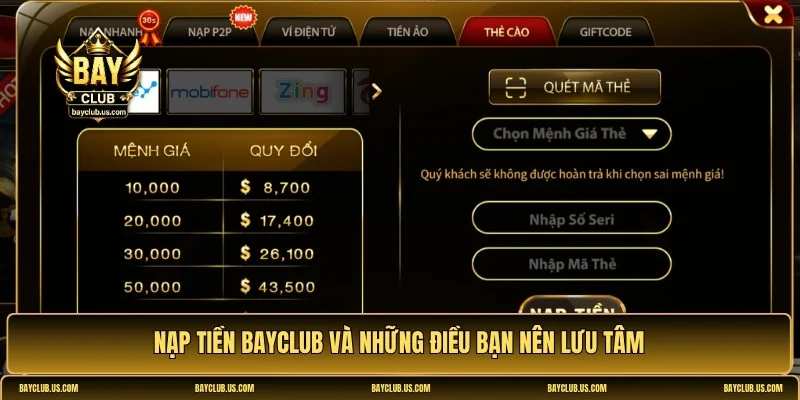 nạp tiền Bayclub